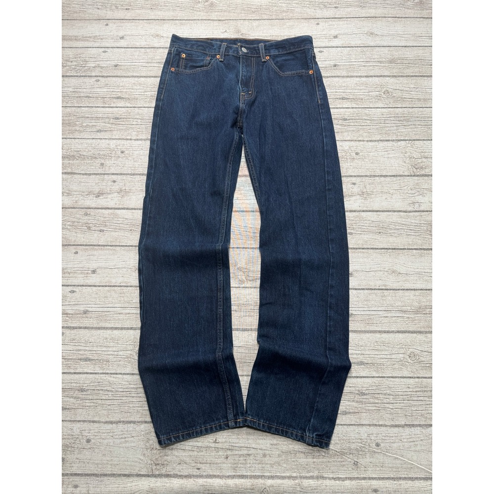 Levi's 505 Jeans Men's 32x34 Dark Indigo Blue Denim Straight Leg Mid Rise Cotton